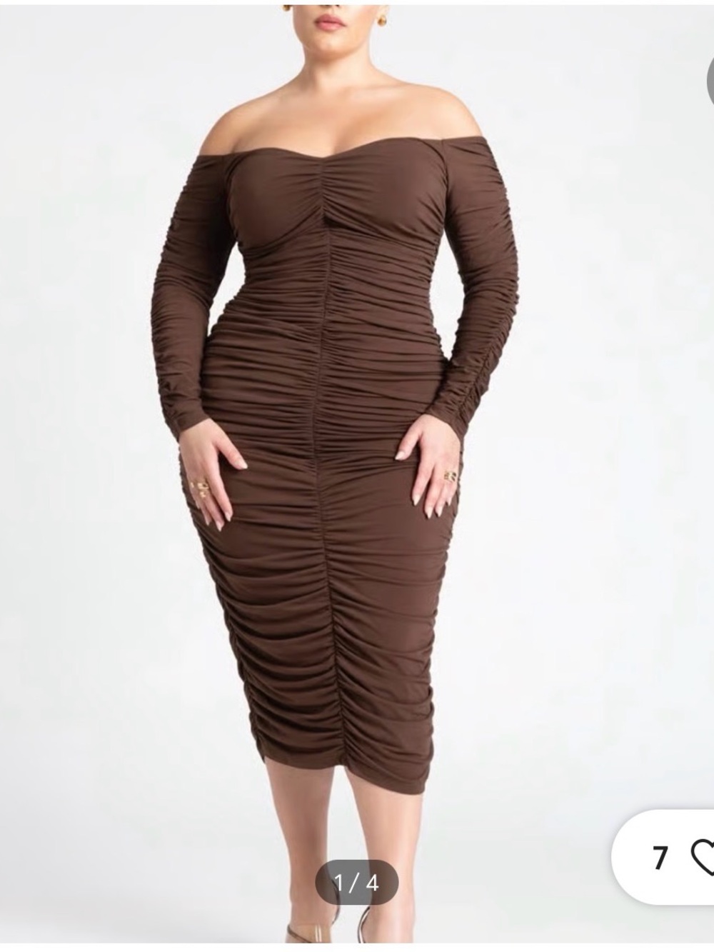 Eloquii Black Long-Sleeve Ruched Midi Dress